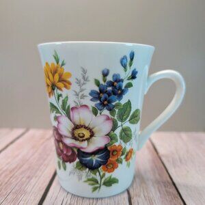 VTG Royal Kendal Fine Bone China Floral Mug Made In England Multicolor Flowers